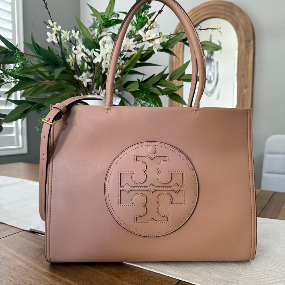 New Tory Burch Ella Bio Mini Small Tote In Sand
